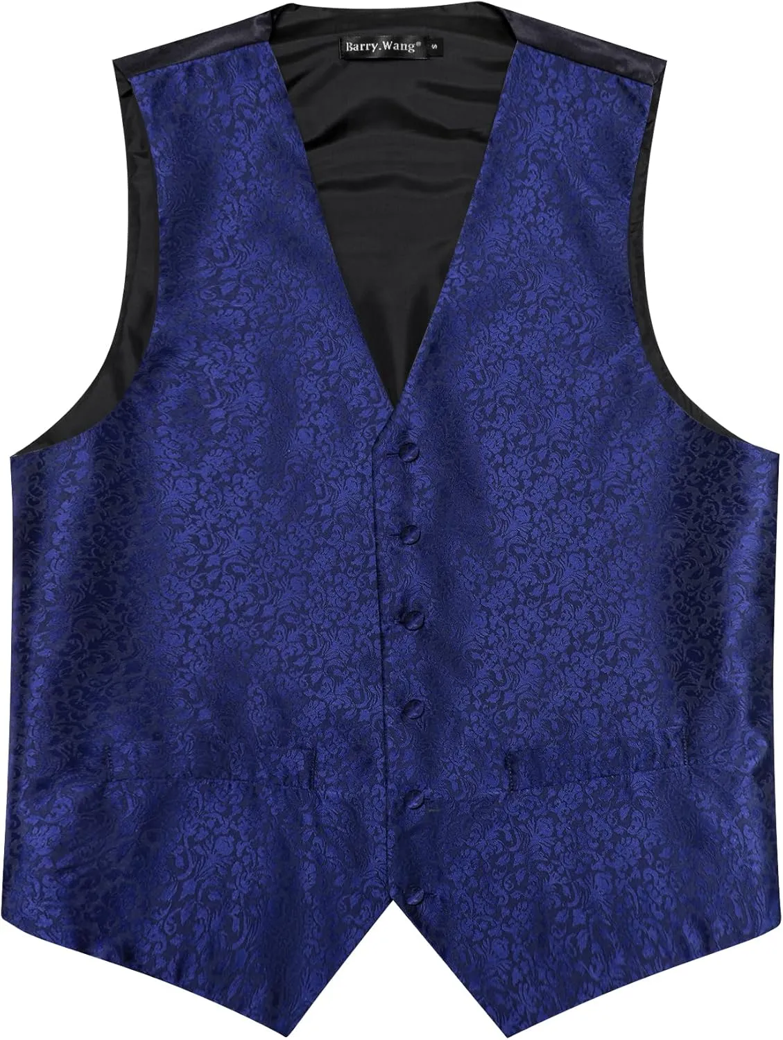 Barry.Wang Men's Suit Vest Tie and Bow Tie Set Formal Solid Paisley Handkerchief Cufflink Woven Wedding Party Waistcoat