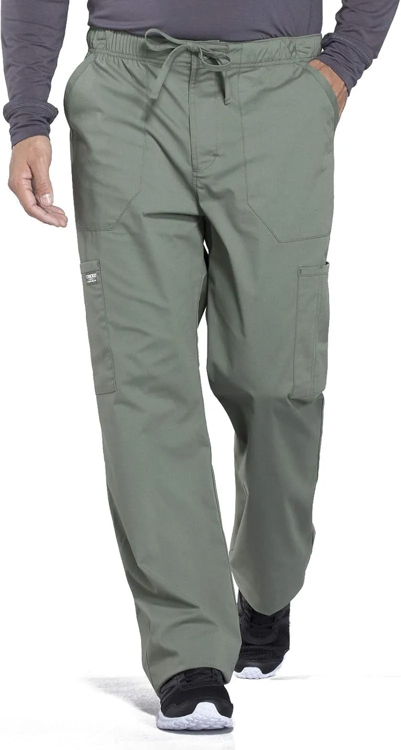 Cherokee Men's Scrub Pant Tapered Leg Fly Front Cargo Pant with 5 Pockets WW190