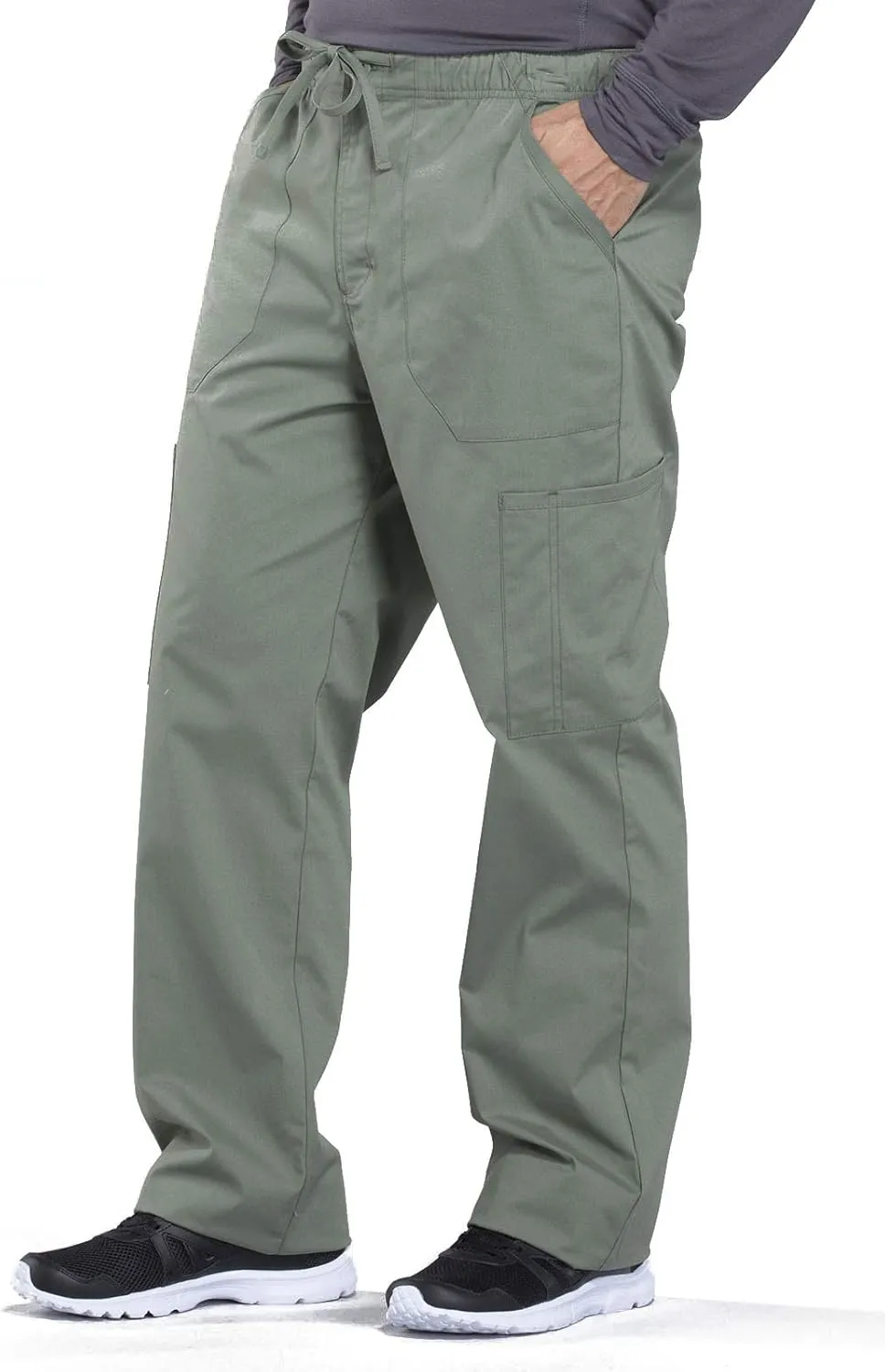 Cherokee Men's Scrub Pant Tapered Leg Fly Front Cargo Pant with 5 Pockets WW190
