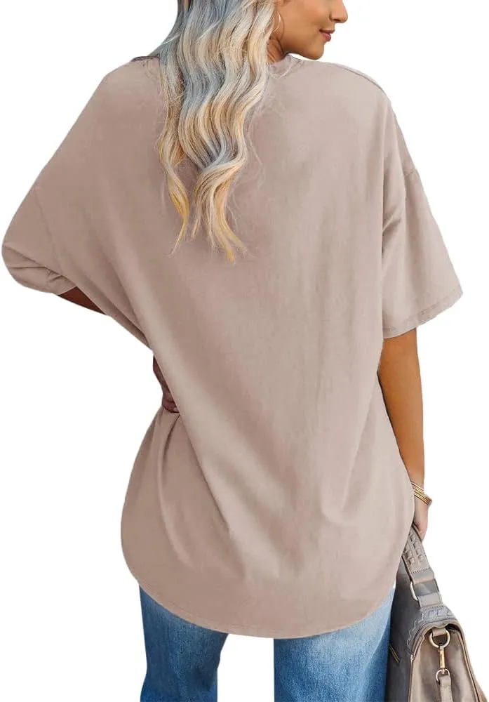 Fazortev Womens Oversized Queen Of Hearts Graphic T Shirts Casual V Neck Half Sleeve Summer Loose Tees Tunic Tops
