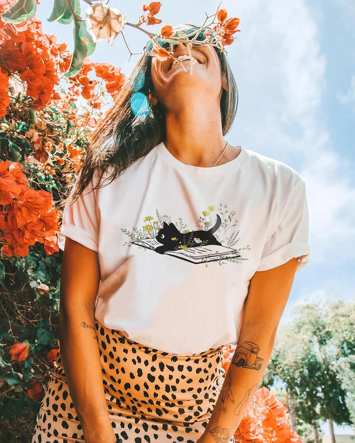 Flafens T Shirts for Women Graphic Tees Cute Shirts Cotton Fit Short Tshirts