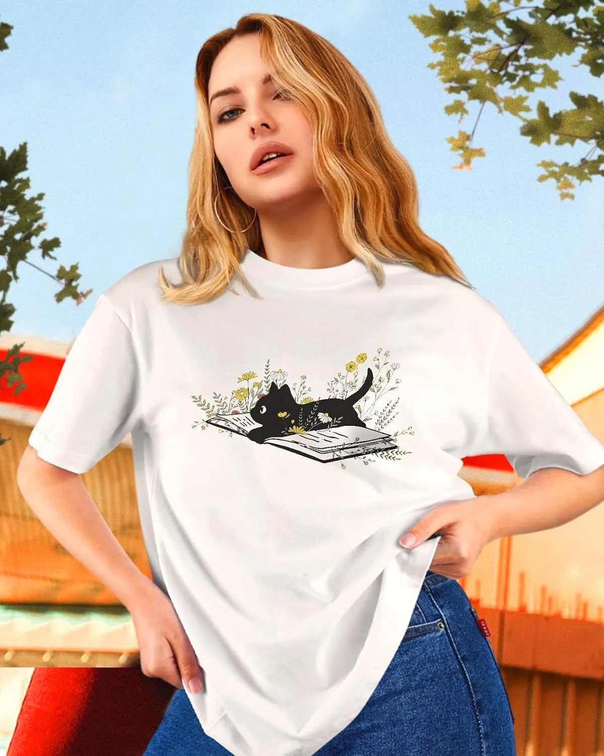 Flafens T Shirts for Women Graphic Tees Cute Shirts Cotton Fit Short Tshirts