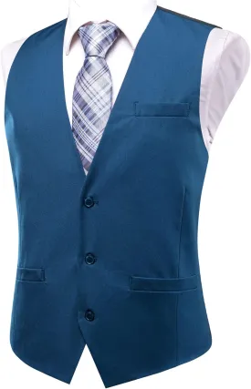 Hi-Tie Suede Leather Vest for Men Western Cowboy Vest Slim Fit Sleeveless V Neck Waistcoat Casual