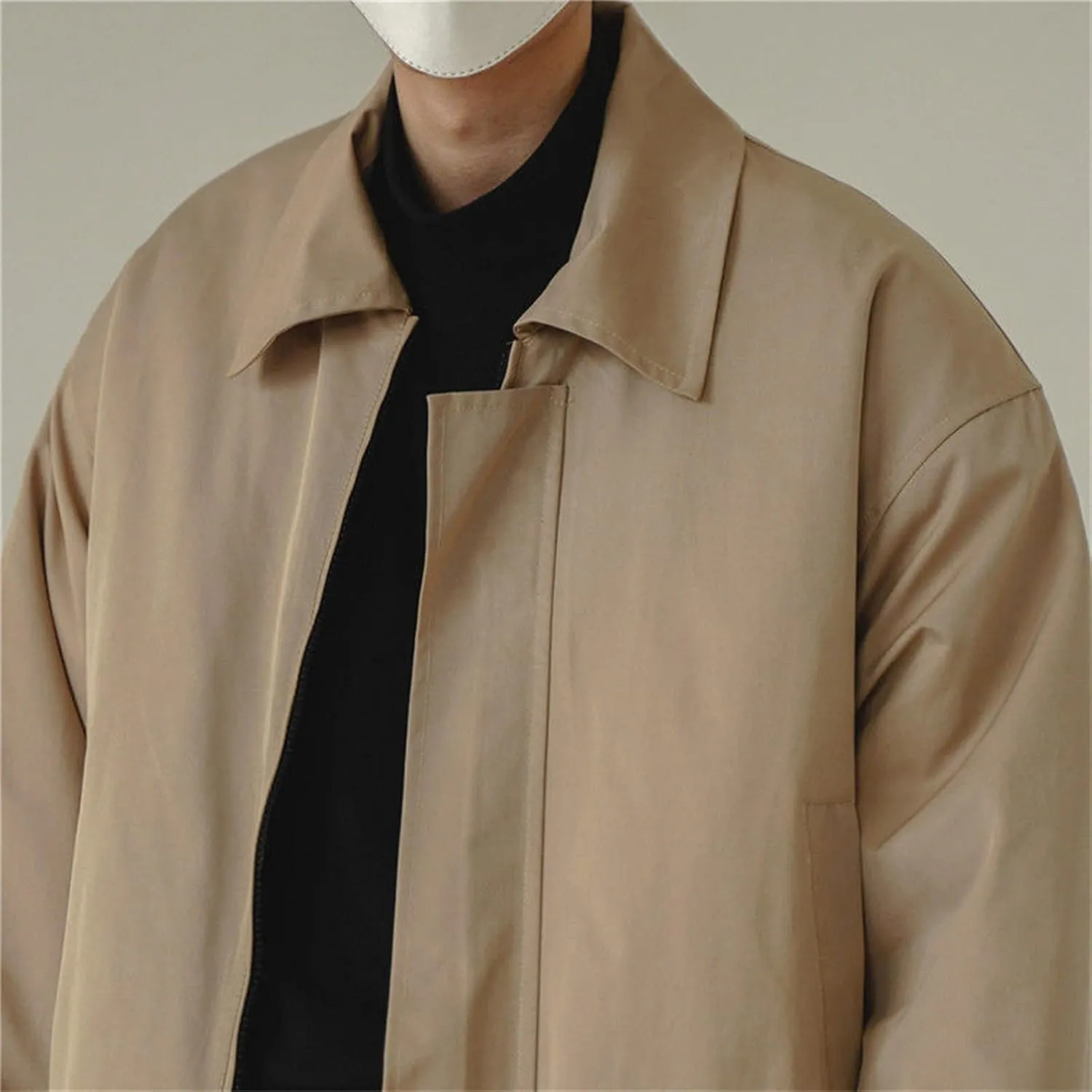 JEsilunmaMY Mens Fall Lapel Cropped Cargo Jacket Vintage Long Sleeve Zipper Windbreaker Casual Loose Short Bomber Jacket