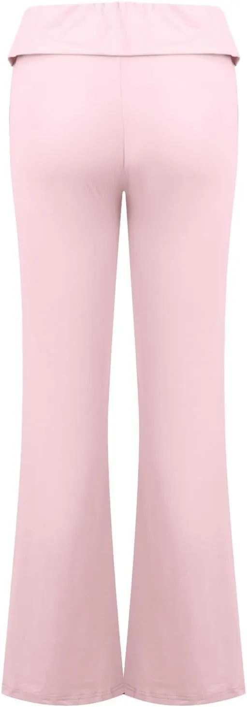 Low Rise Flare Leggings for Women Y2k Flared Fold Over Yoga Pants Bootcut Cotton Leggings Bell Bottom Yoga Sweatpants