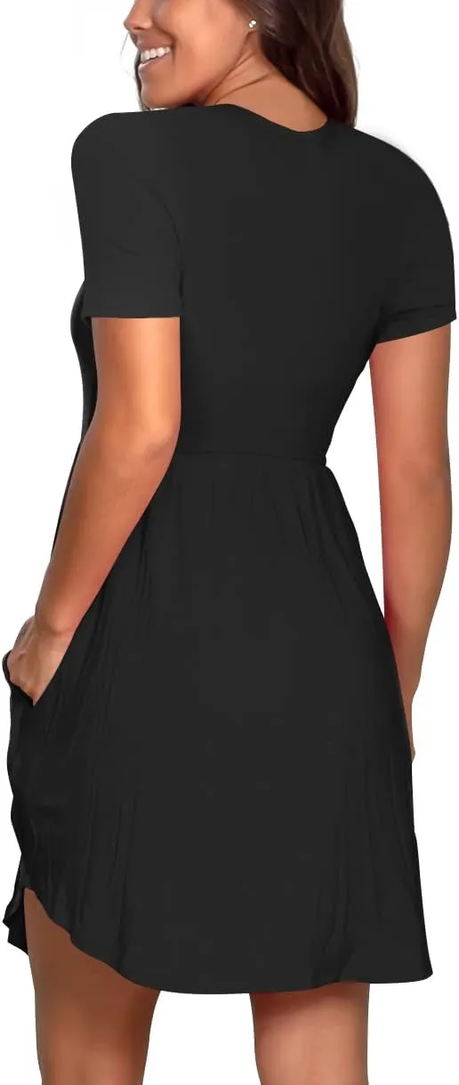 Nova In Sky Women's 2025 Casual Dresses Short Sleeve Summer Dress Loose Fit Sundress with Pockets