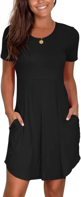 Nova In Sky Women's 2025 Casual Dresses Short Sleeve Summer Dress Loose Fit Sundress with Pockets