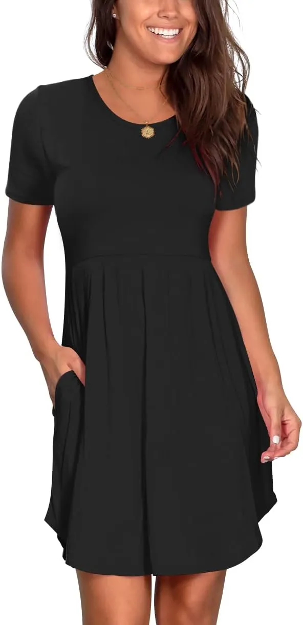 Nova In Sky Women's 2025 Casual Dresses Short Sleeve Summer Dress Loose Fit Sundress with Pockets