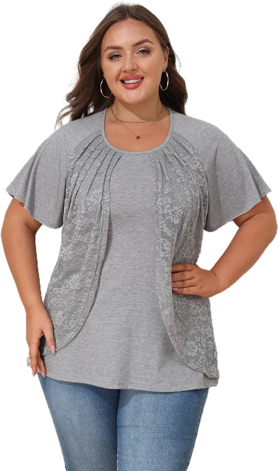Plus Size Tops for Women - 2025 Summer Casual Shirts Blouse Short Sleeves T-Shirts