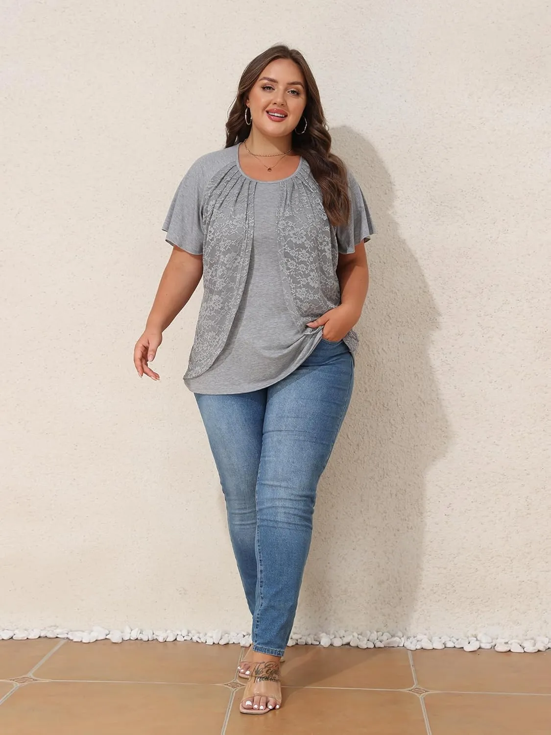 Plus Size Tops for Women - 2025 Summer Casual Shirts Blouse Short Sleeves T-Shirts