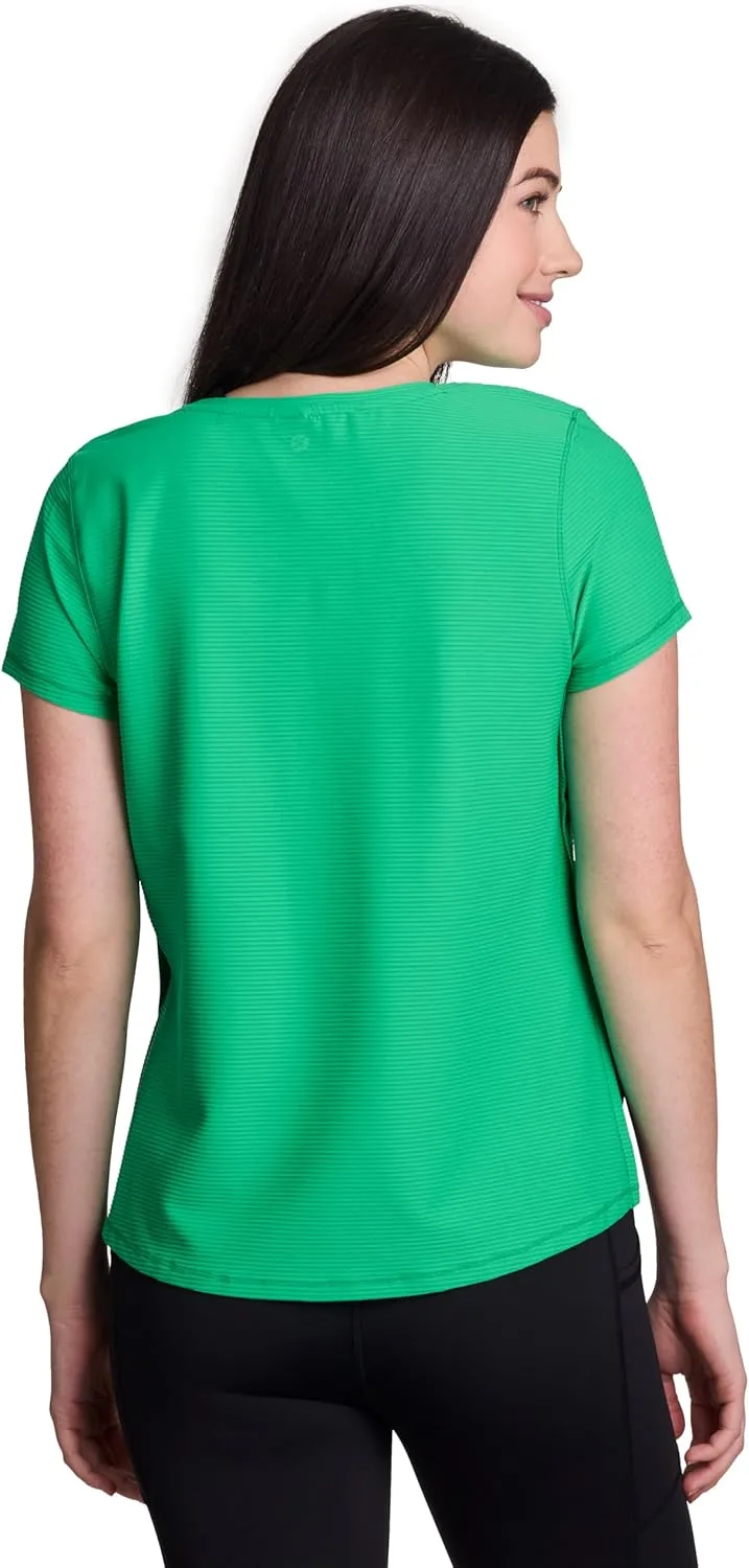 RBX Active Women's Quick Drying Gym T-Shirt with Side Vents, Breathable Mesh Workout Top with Plus Sizes