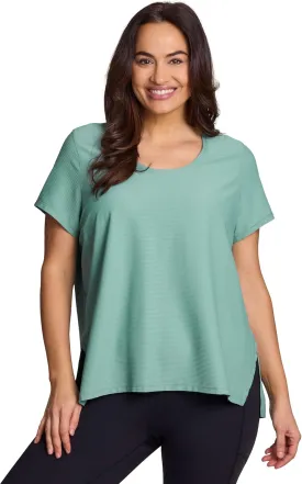 RBX Active Women's Quick Drying Gym T-Shirt with Side Vents, Breathable Mesh Workout Top with Plus Sizes