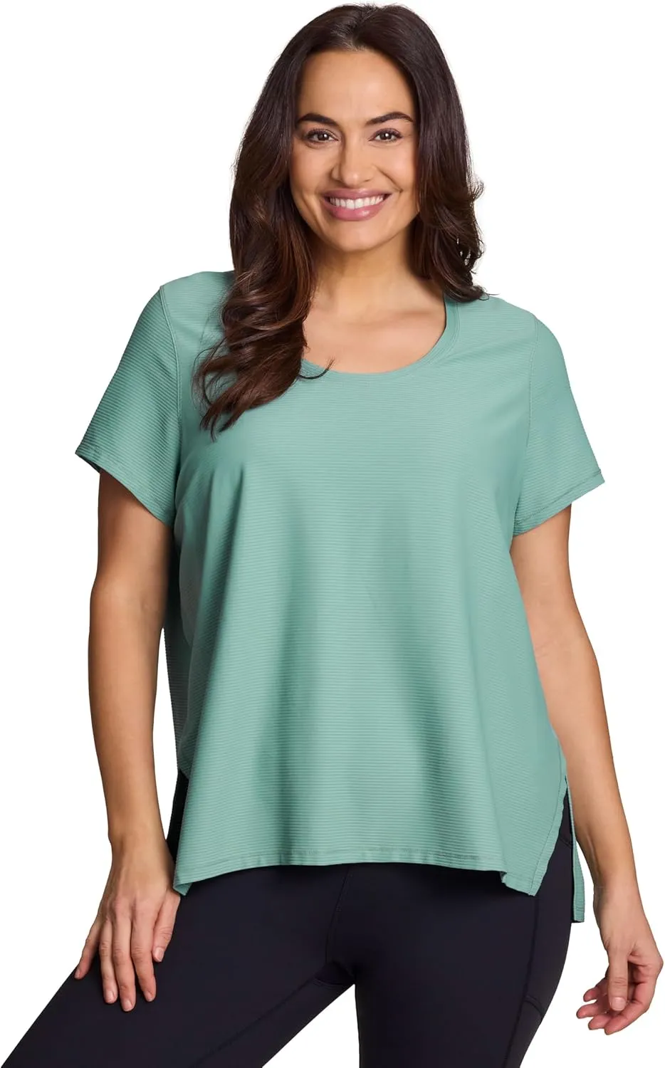 RBX Active Women's Quick Drying Gym T-Shirt with Side Vents, Breathable Mesh Workout Top with Plus Sizes
