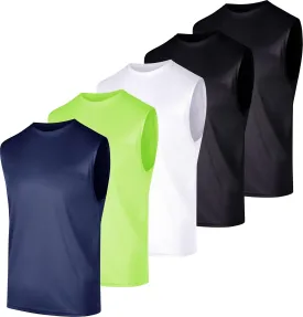 Real Essentials 5 Pack: Men's Mesh Active Athletic Tech Tank Top - Workout & Training Activewear (Available in Big & Tall)