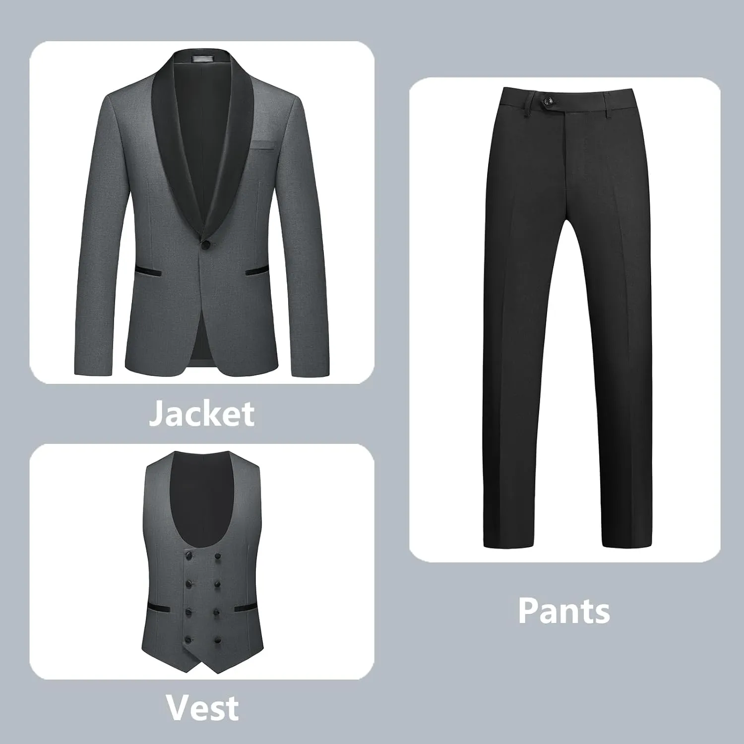 Rogers & Morris Tuxedo Suits for Men Solid 4 Piece Regular Fit Formal Set