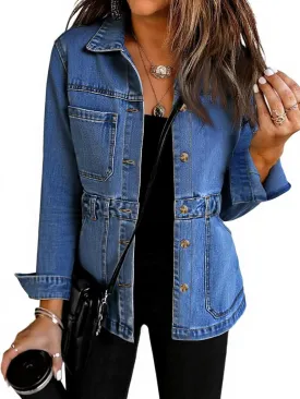 Tankaneo Womens Oversized Denim Jacket Distressed Button Down Boyfriend Jean Jackets 2025 Trendy Shacket