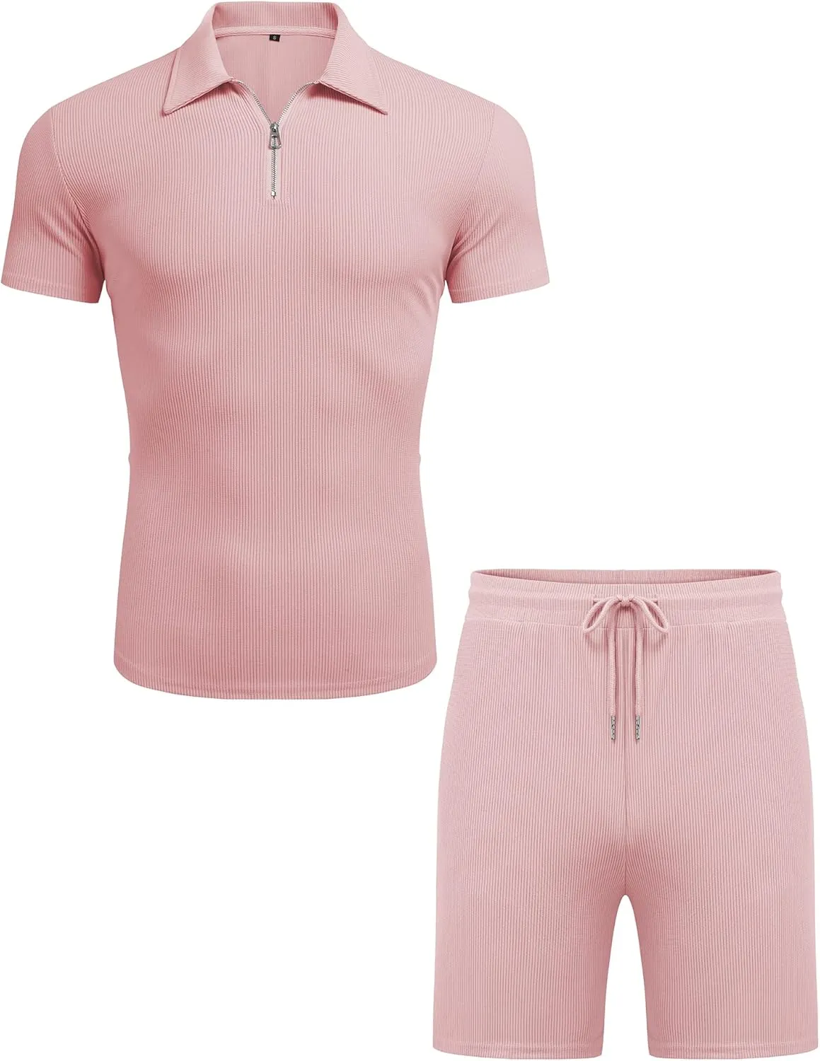 URRU Men's Polo Shirt and Shorts Set Summer Outfits Casual Short Sleeve Polo Suit for Men 2 Piece Shorts Tracksuit Set