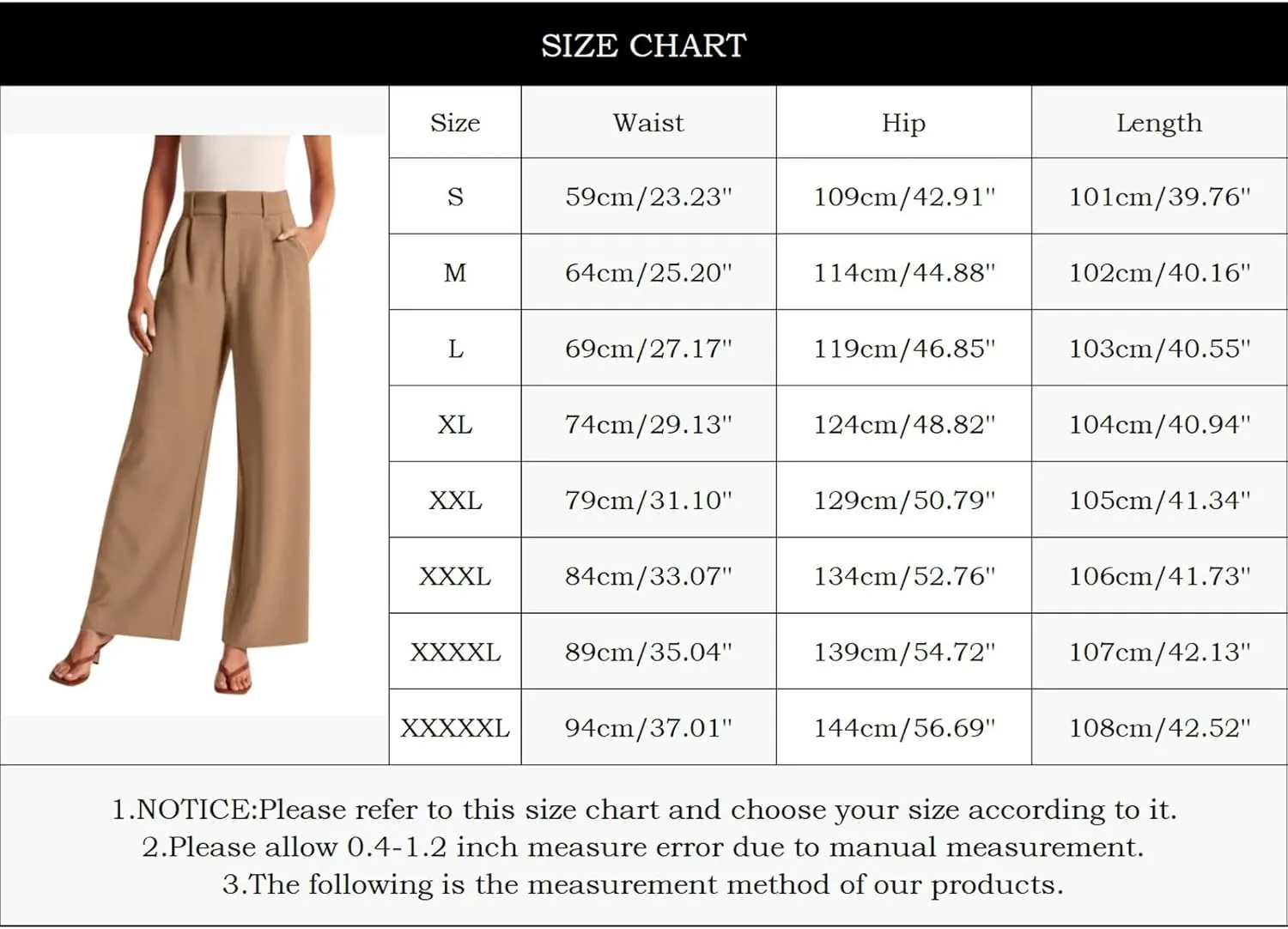 Wide Leg Dress Pants Women's High Waisted Trousers
