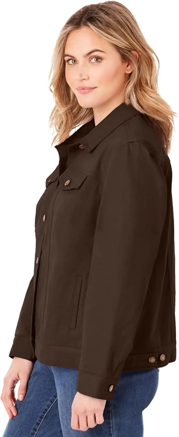 Woman Within Plus Size Stretch Denim Jacket Cropped Jean Jacket