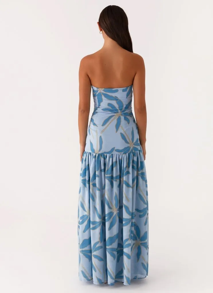 Women Floral Tube Top Maxi Dress Y2k Strapless Mesh Patchwork Long Dress High Slit Flowy Cocktail Sundress