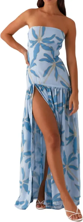 Women Floral Tube Top Maxi Dress Y2k Strapless Mesh Patchwork Long Dress High Slit Flowy Cocktail Sundress
