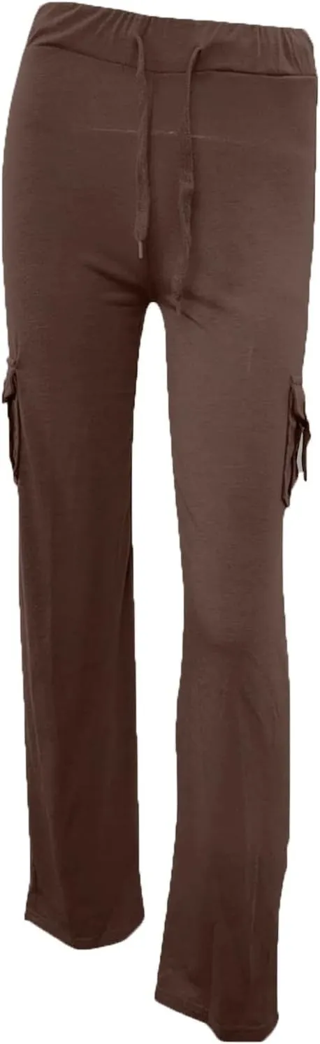 Womens Palazzo Yoga Pants Wide Leg Cargo Pants High Waist with Pockets Stretch Work Travel Casual Sweatpants Plus Size