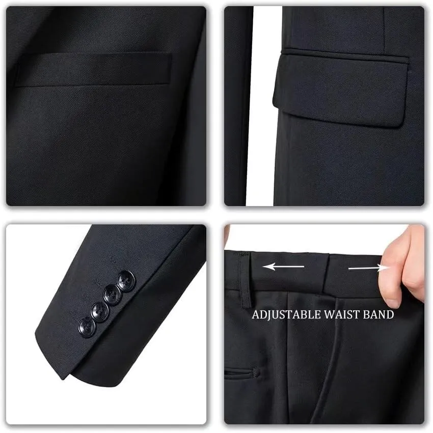 Yanlu Mens 3-Piece Suit Notched Lapel One Button Slim Fit Formal Jacket Vest Pants Set for Men Country Wedding Style